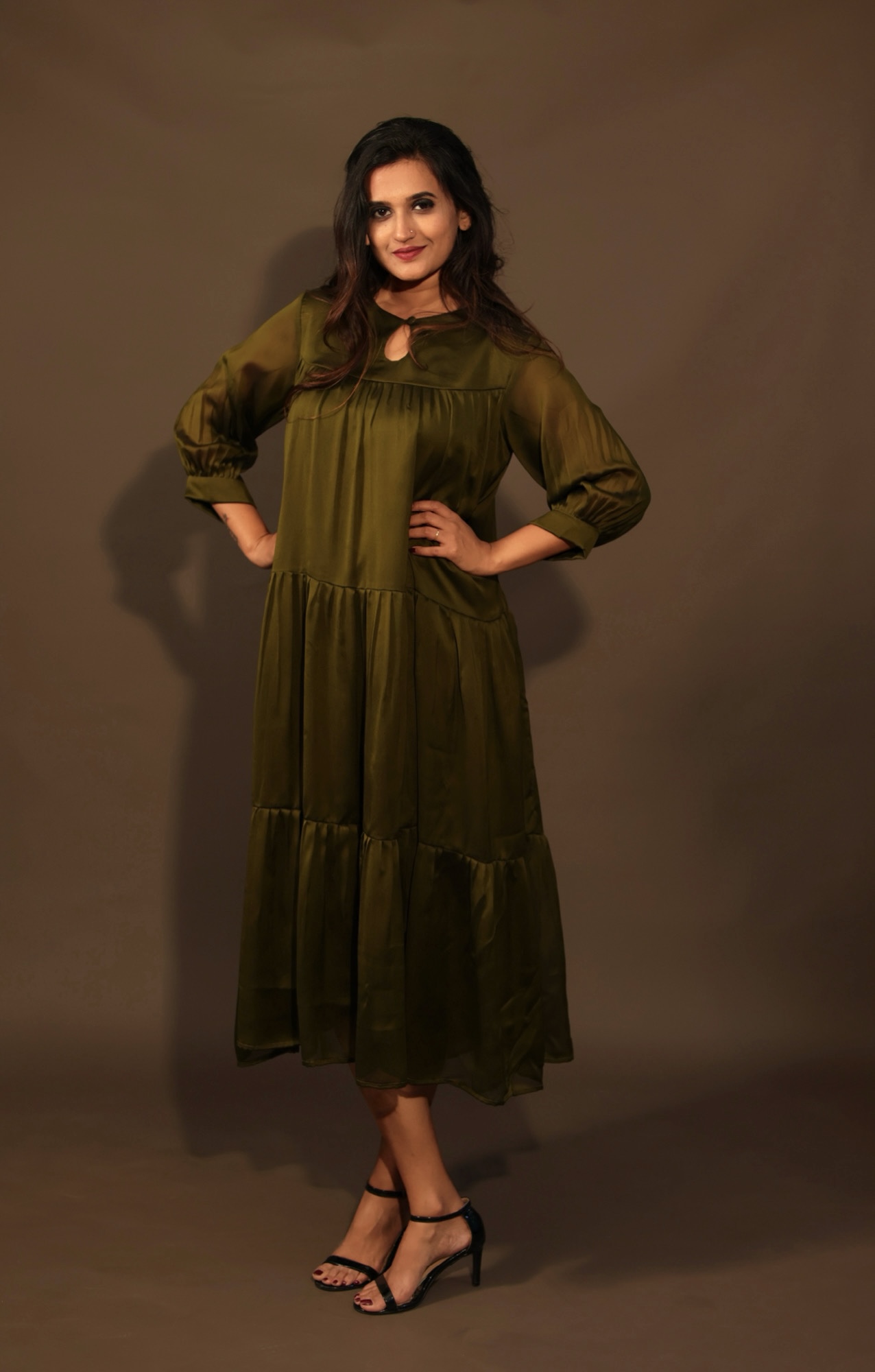 Warm Olive Green Dress