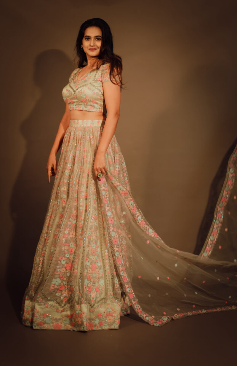 Soft mint green Lehengha
