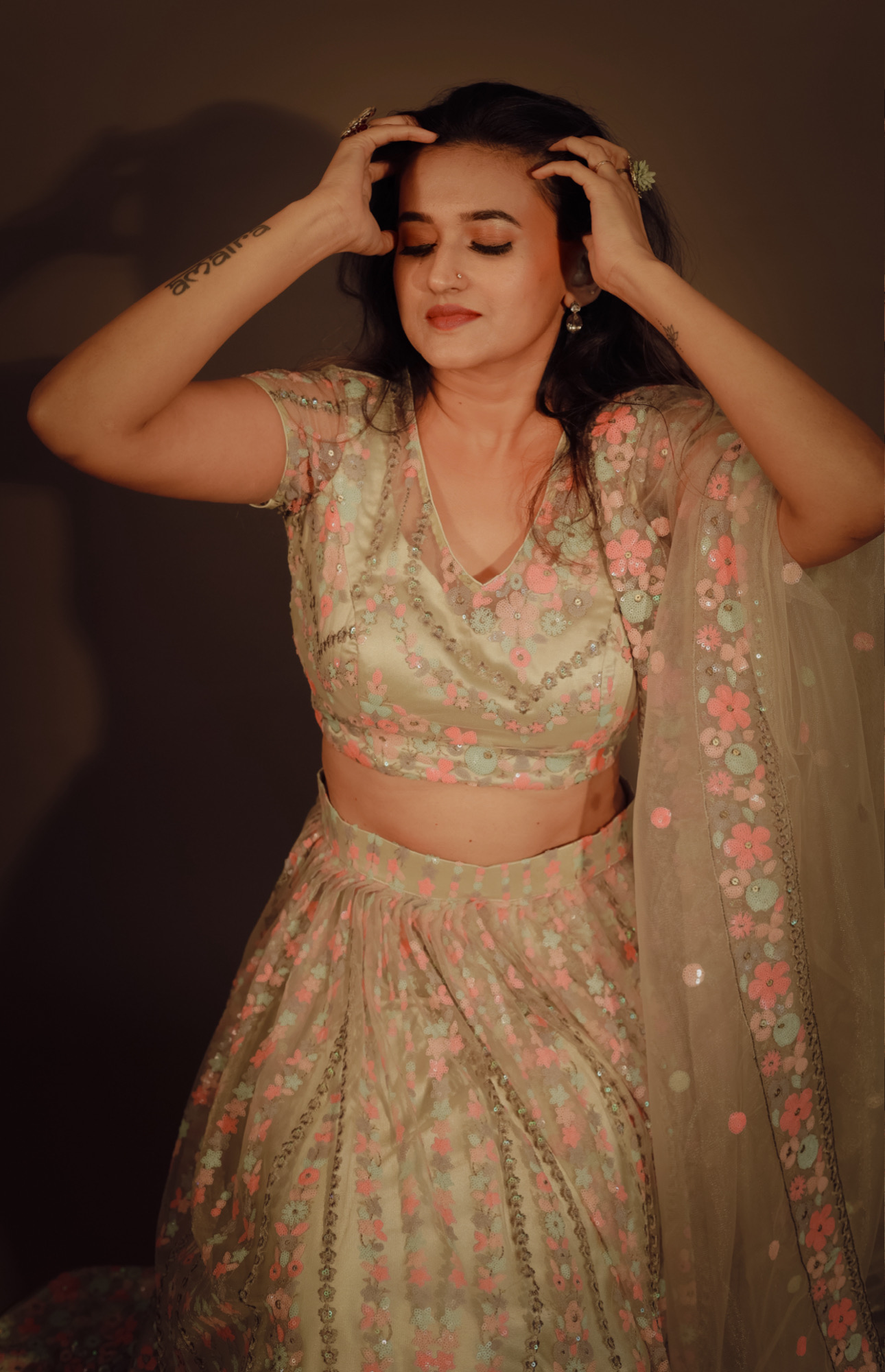 Soft mint green Lehengha