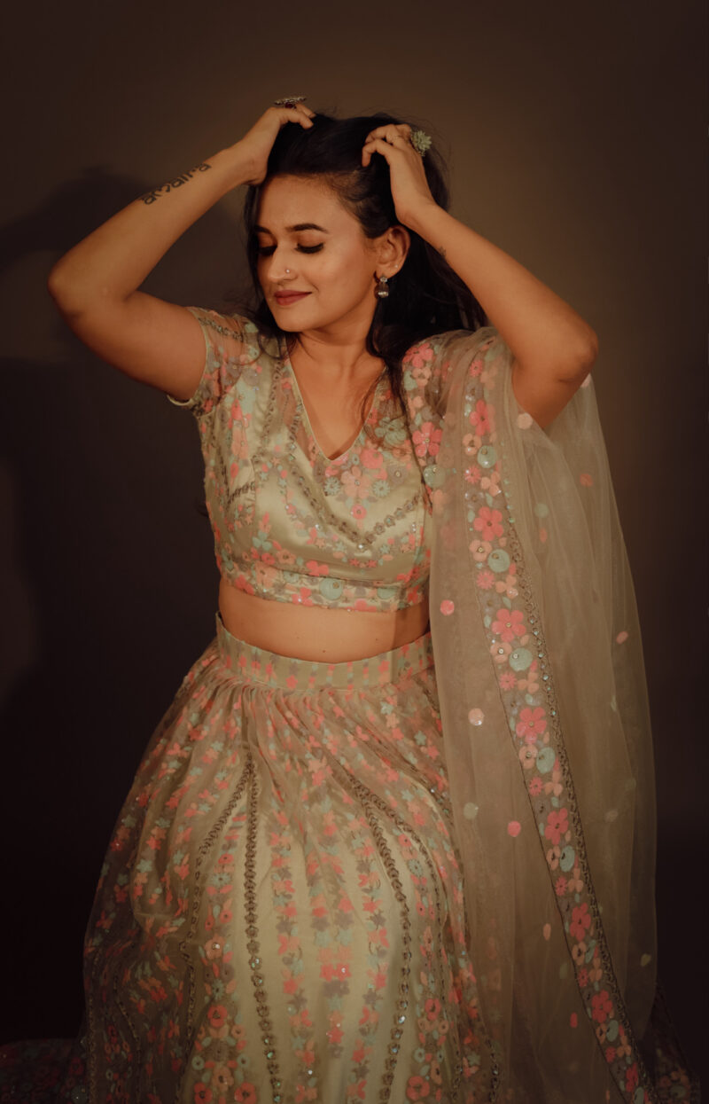 Soft mint green Lehengha