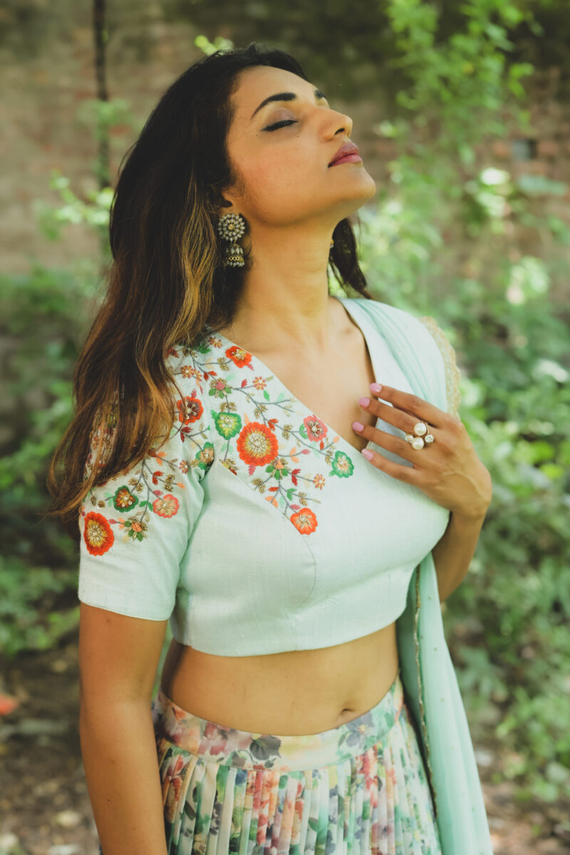 Baby Blue Floral Lehengha
