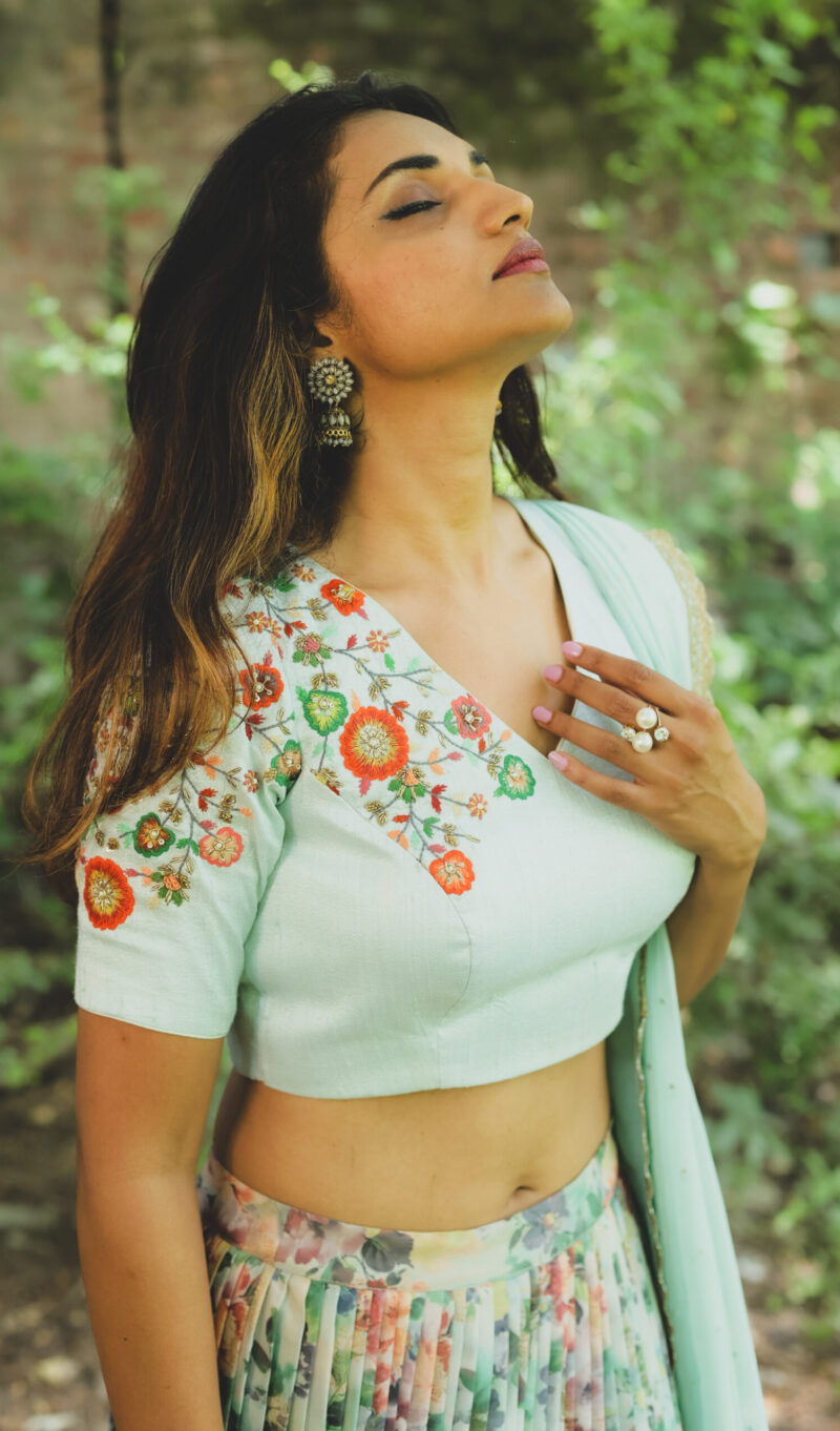 Baby Blue Floral Lehengha